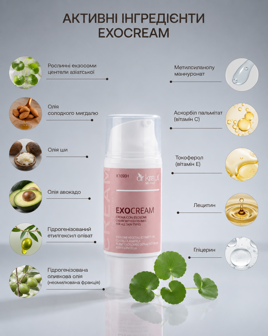 EXOCREAM. КРЕМ З ЕКЗОСОМАМИ ДЛЯ ВСІХ ТИПІВ ШКІРИ DR.KRAUT